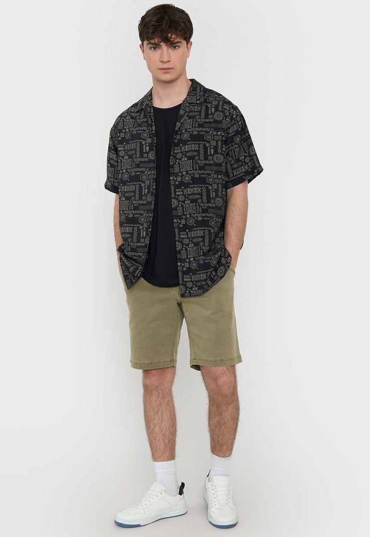 Guayabera Hombre Viscosa Poli Color Negra Corona-3