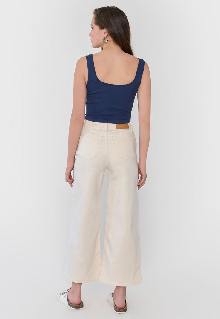 Jeans Muje Culotte Fit 5 Bolsillos Ecru Corona-2