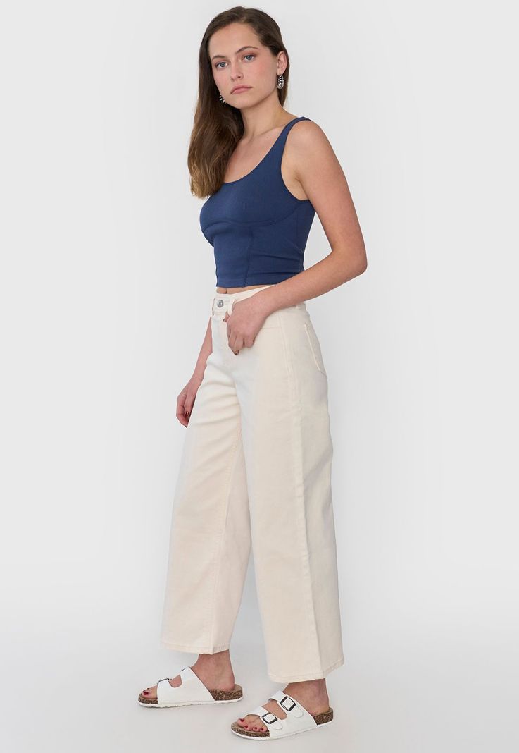Jeans Muje Culotte Fit 5 Bolsillos Ecru Corona-3