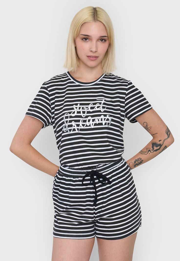 Pijama Mujer Corto Algodón Rosado Corona-2
