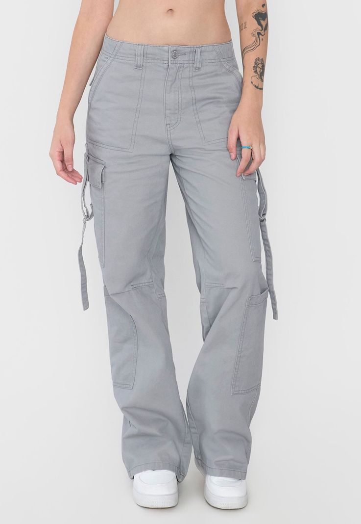 Pantalón Mujer Gris Doble Cargo Corona-1