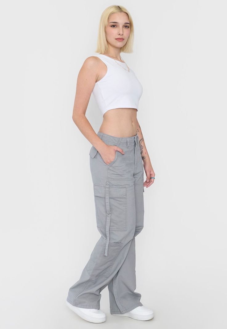 Pantalón Mujer Gris Doble Cargo Corona-3