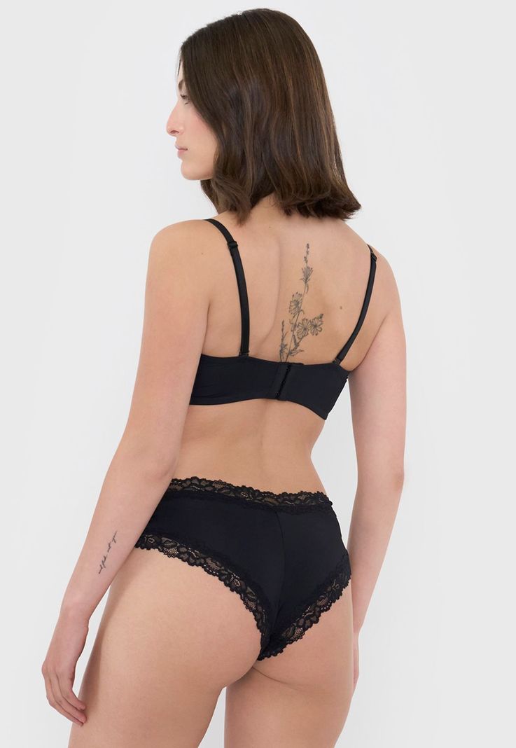 Pantaleta Mujer Microfibra Lace Color Negro Corona-2