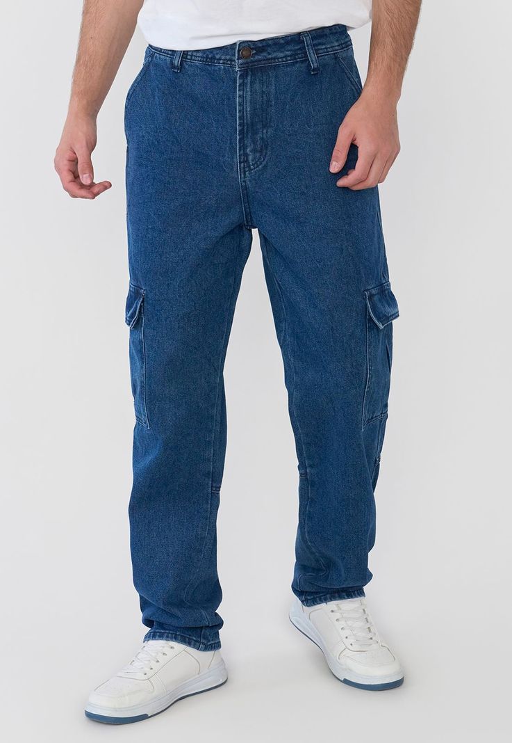Jeans Hombre Cargo Azul Oscuro Corona-1
