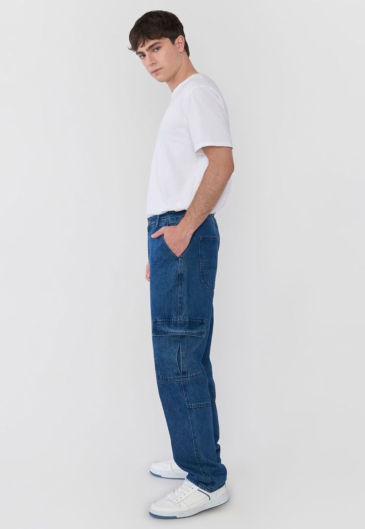 Jeans Hombre Cargo Azul Oscuro Corona-3