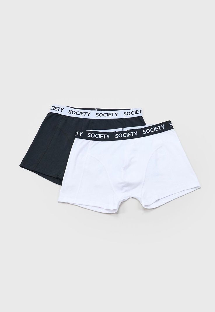 Boxer Hombre Liso Negro/Blanco Corona-0