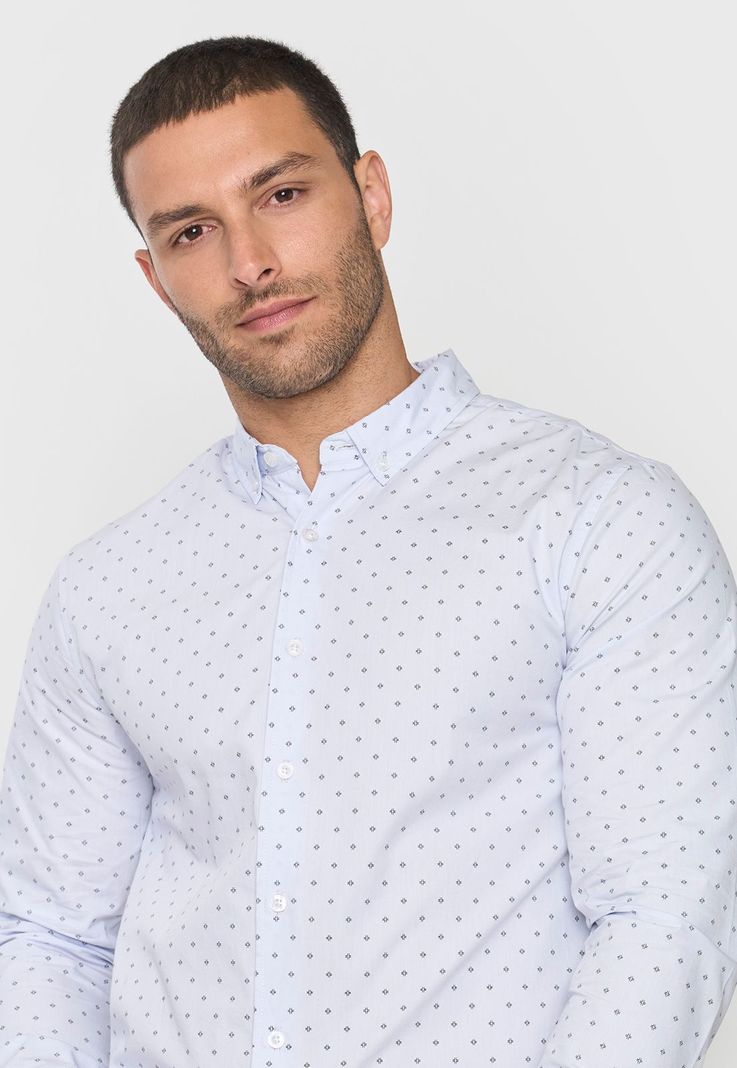 Camisa Hombre Miniprint Celeste Corona-2