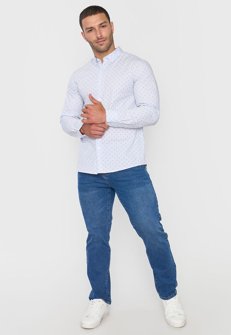 Camisa Hombre Miniprint Celeste Corona-3