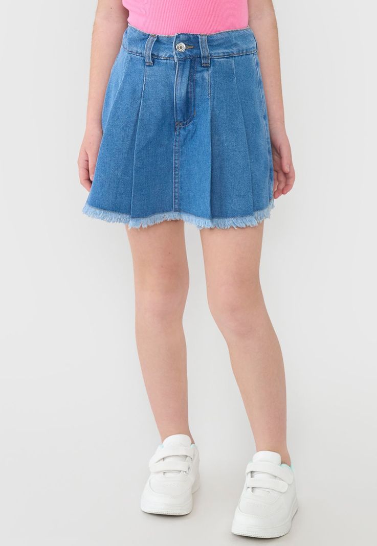 Falda Short Niña Kids Plisada Azul Medio Corona-1