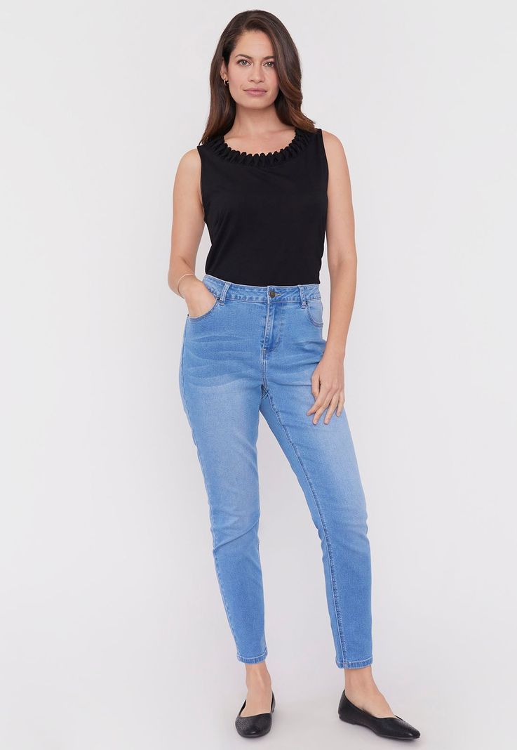 Jeans Mujer Skinny Boton Azul Claro Corona-0