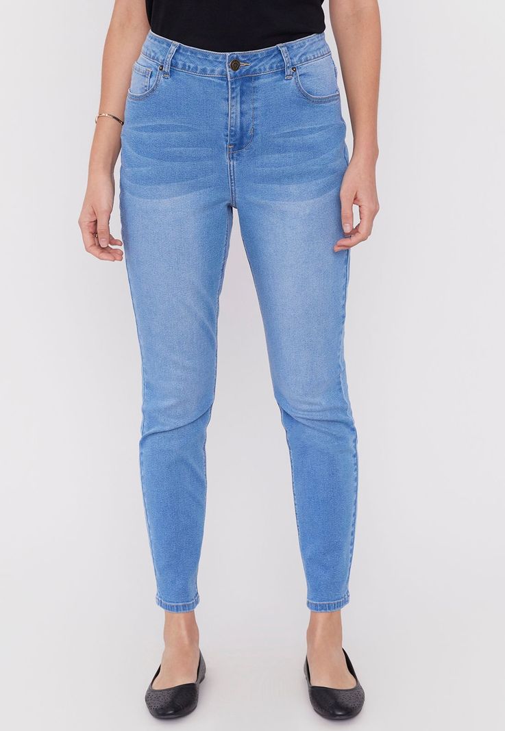 Jeans Mujer Skinny Boton Azul Claro Corona-1