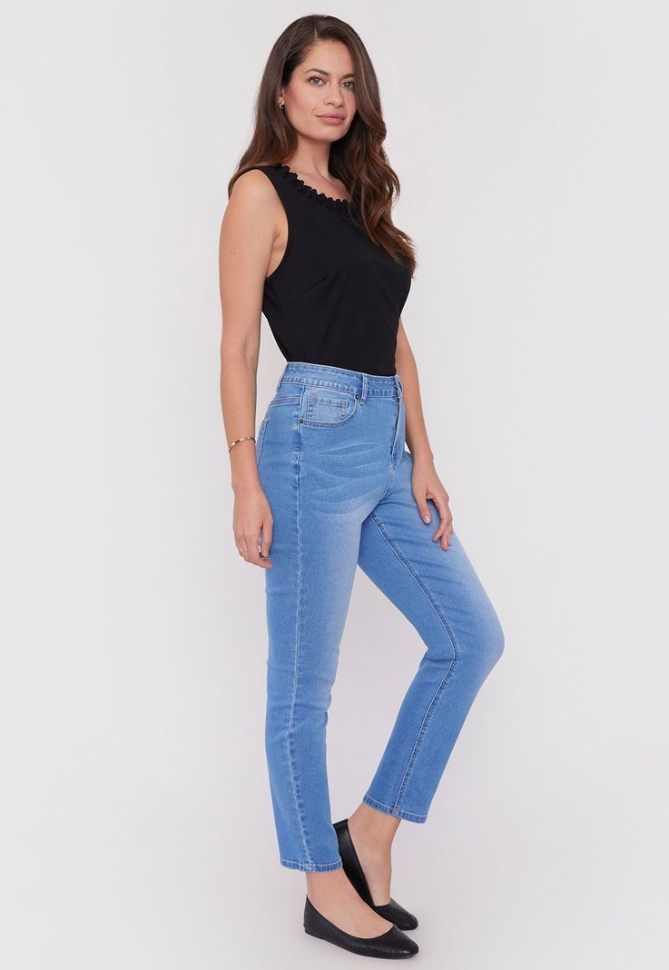 Jeans Mujer Skinny Boton Azul Claro Corona-3