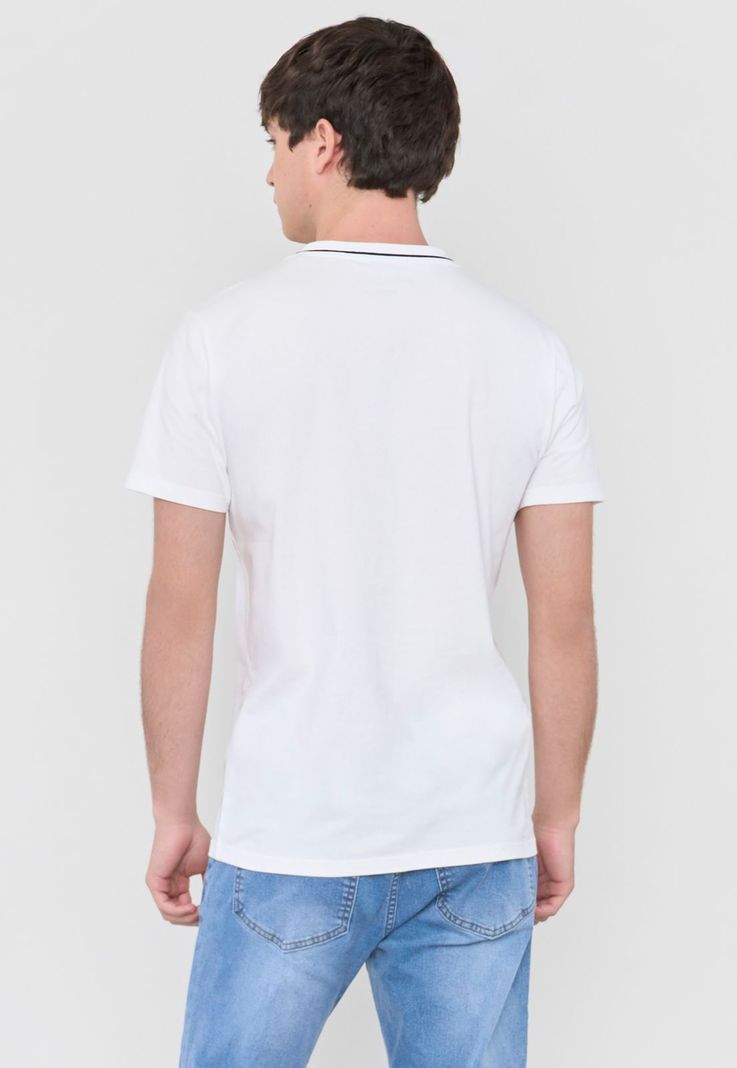 Polera Hombre Slim Detalle Cuello Blanco Corona-1