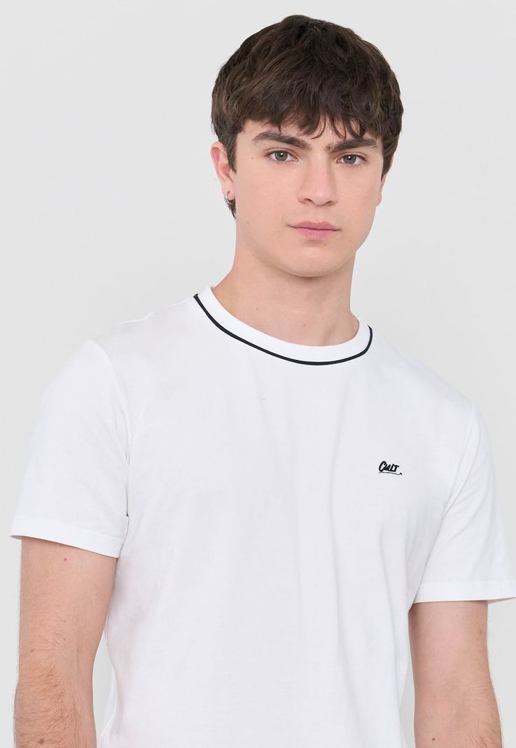 Polera Hombre Slim Detalle Cuello Blanco Corona-2