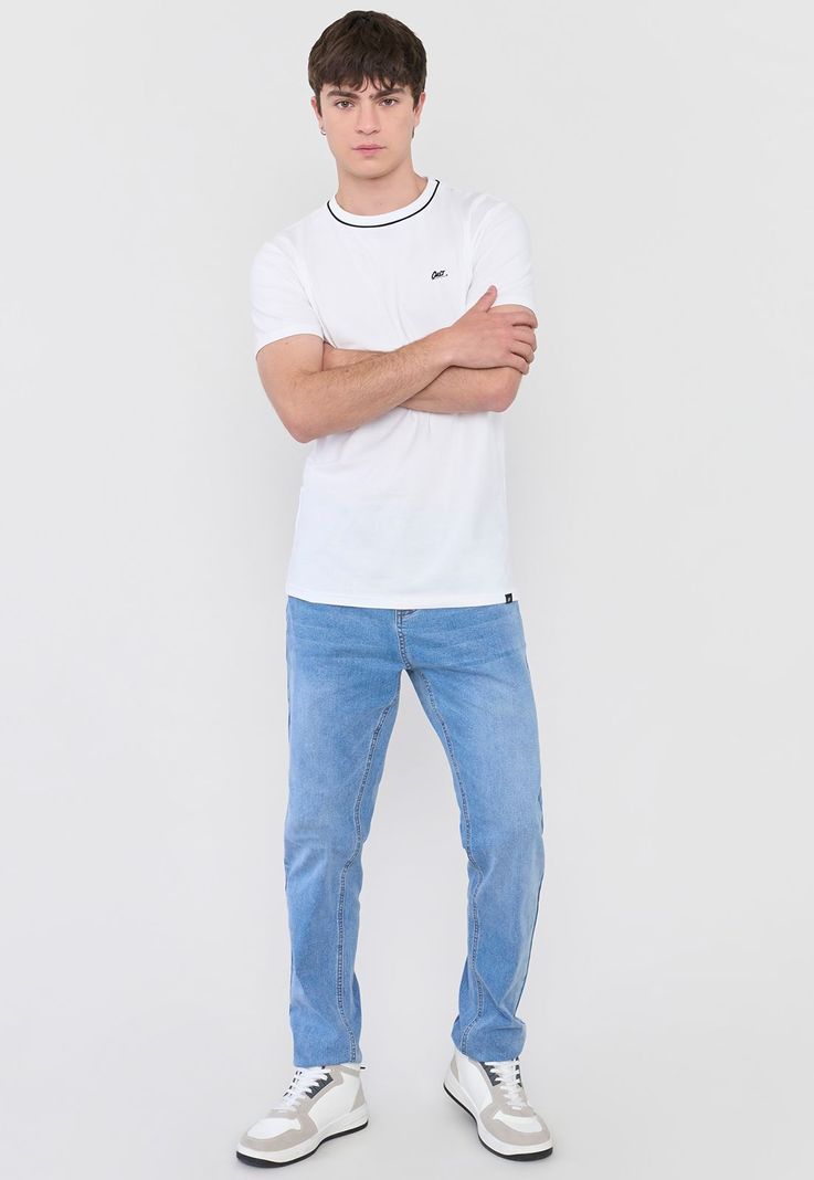 Polera Hombre Slim Detalle Cuello Blanco Corona-3