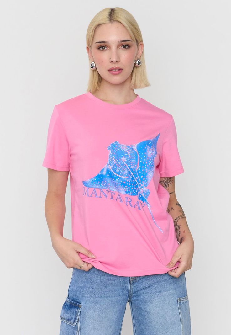 Polera Mujer Fun Regular Rosado Pastel Corona-0