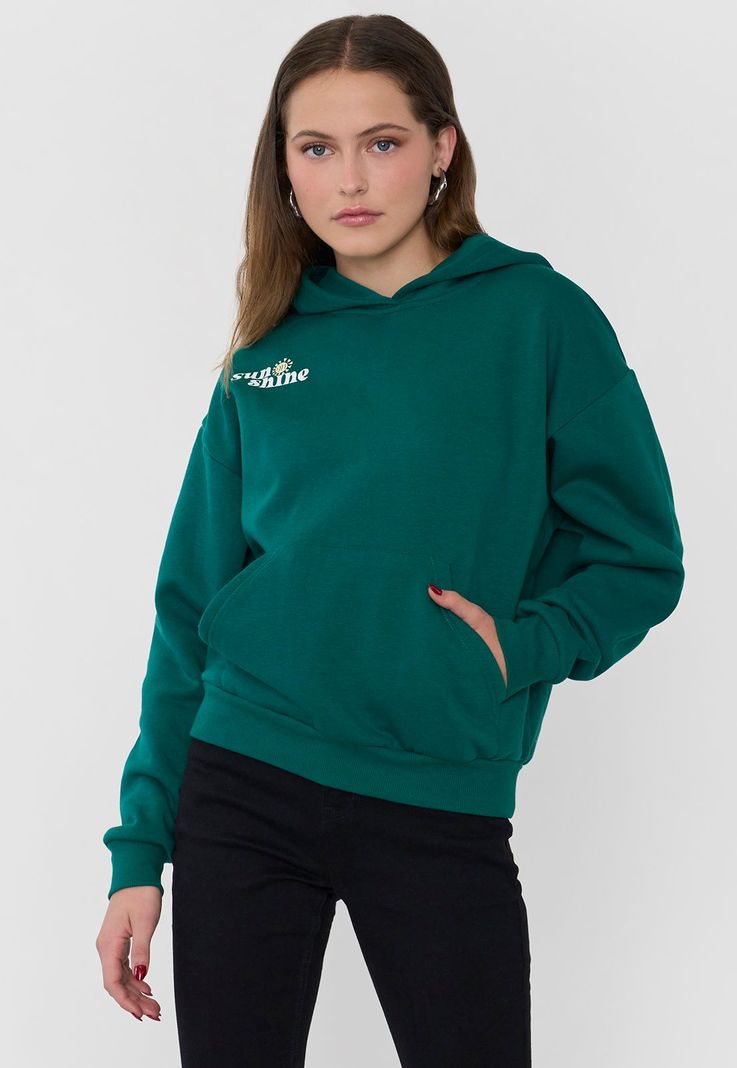 Polerón Mujer Hoodie Print Verde Corona-0