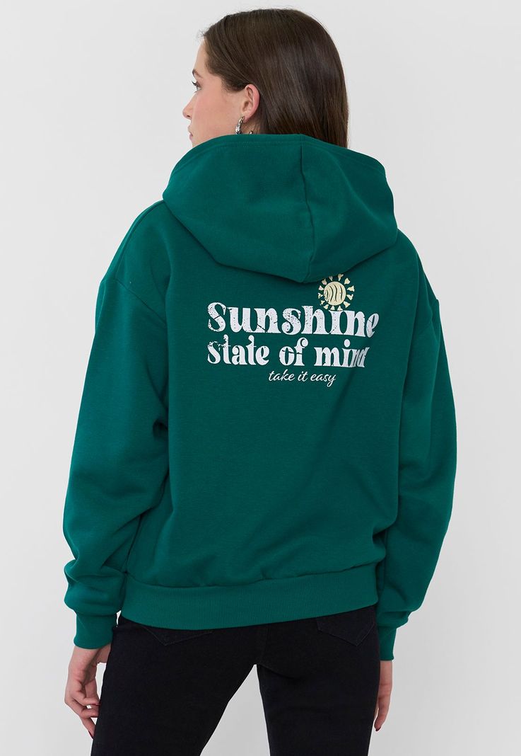 Polerón Mujer Hoodie Print Verde Corona-1
