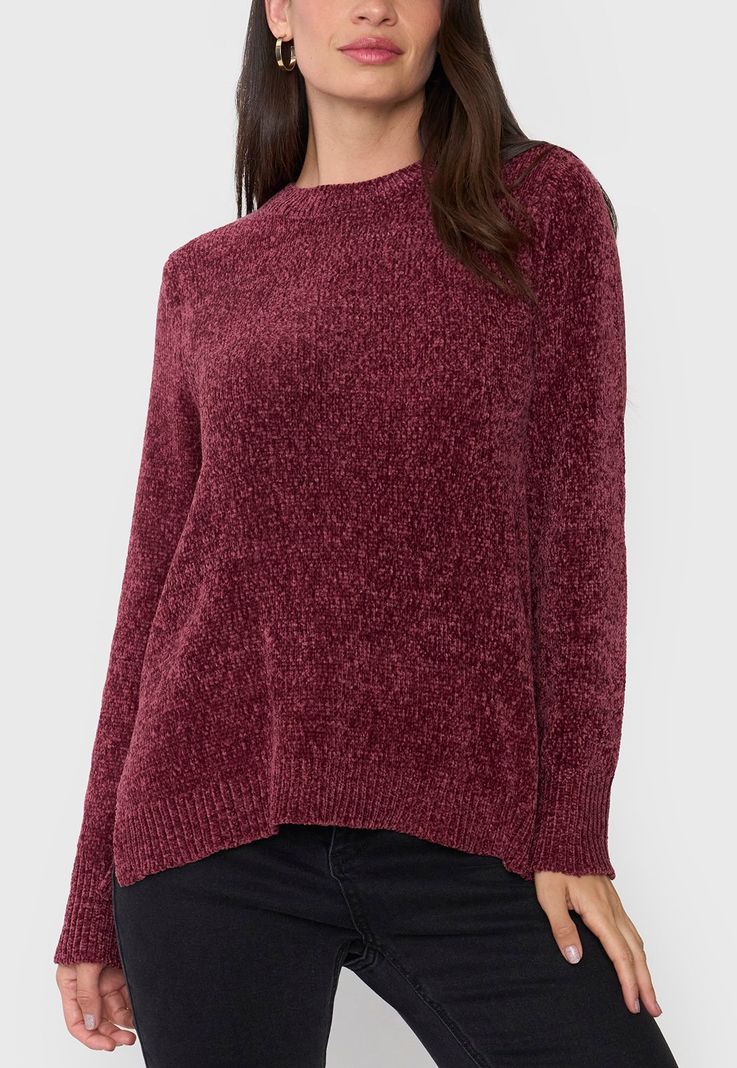 Sweater Mujer Chenille Burdeo Corona-2