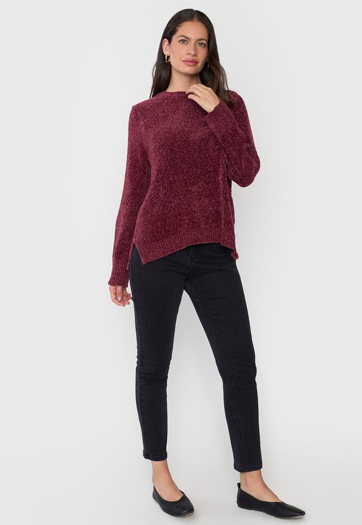 Sweater Mujer Chenille Burdeo Corona-3