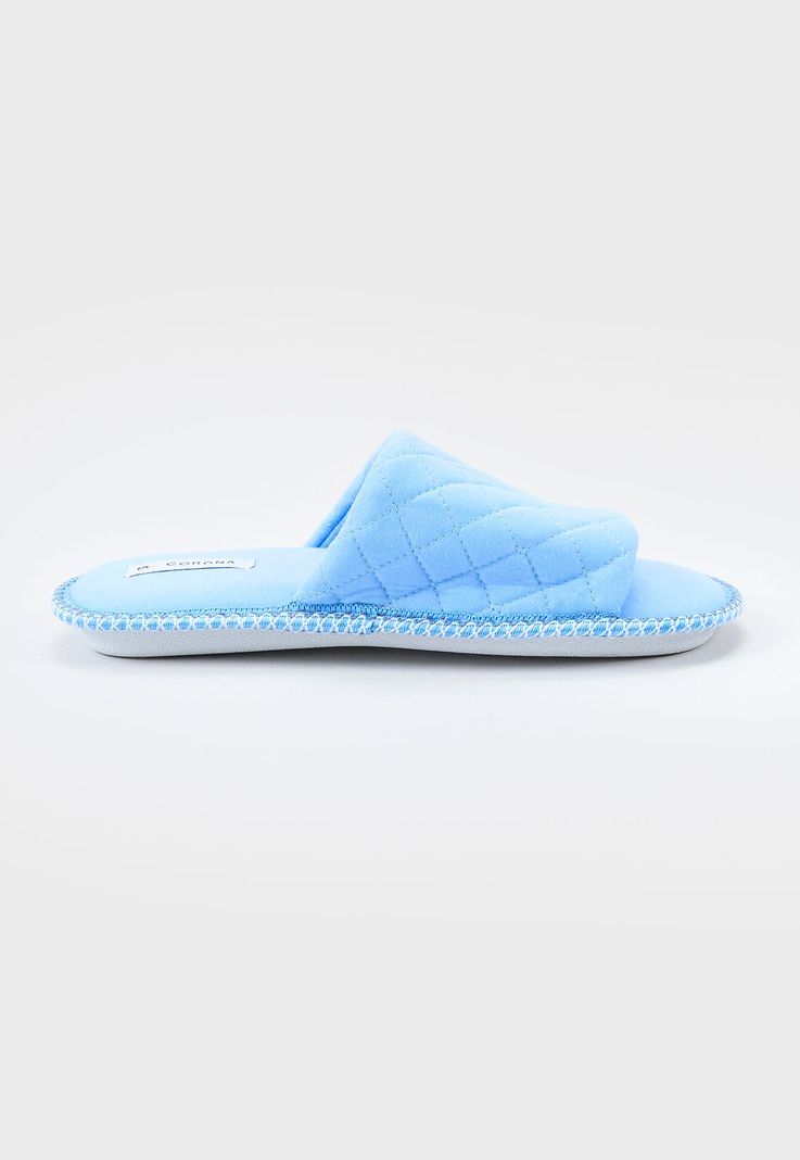 Pantufla Mujer Punta Abierta Celeste Corona-1