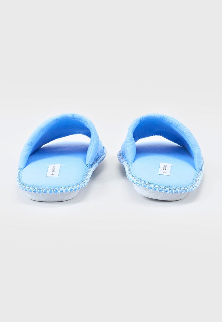 Pantufla Mujer Punta Abierta Celeste Corona-3