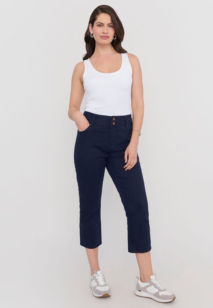 Pantalón Mujer Capri Gabardina Navy Corona-0