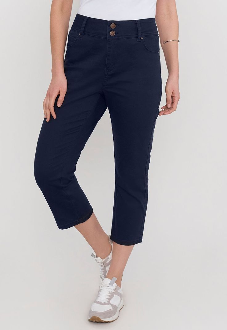 Pantalón Mujer Capri Gabardina Navy Corona-1