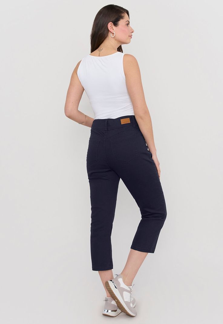 Pantalón Mujer Capri Gabardina Navy Corona-2