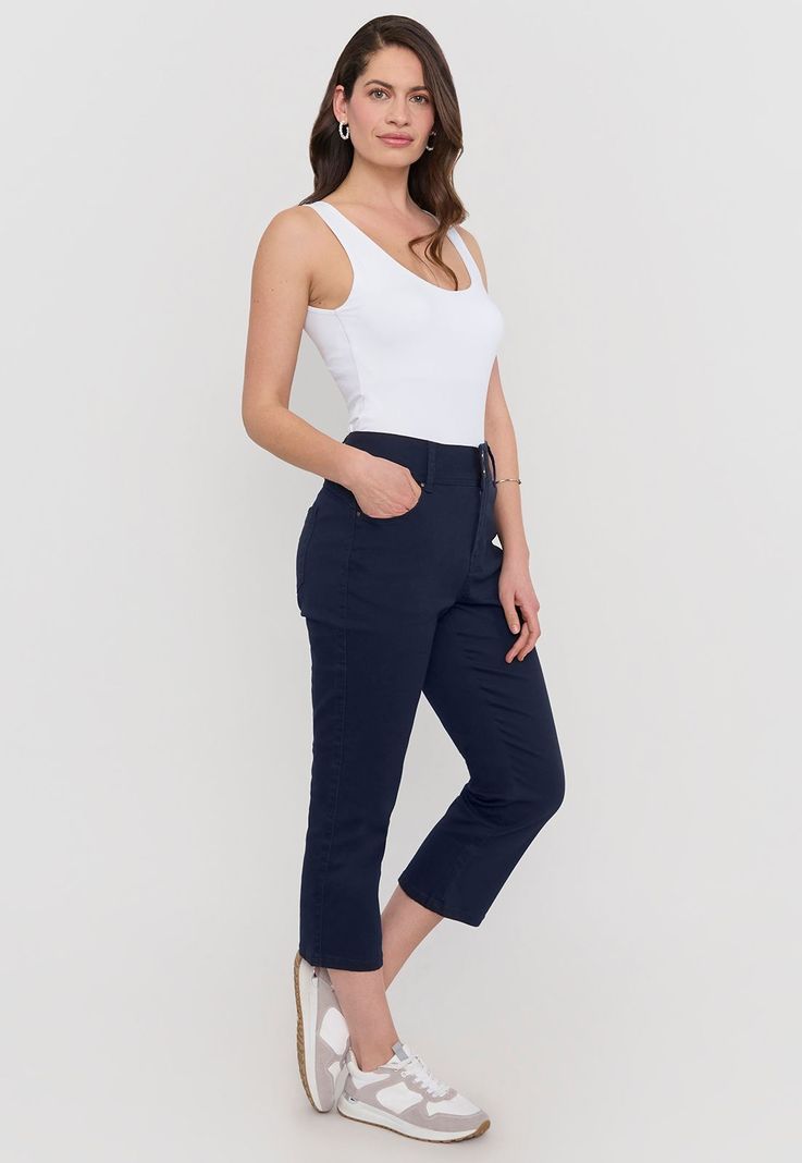 Pantalón Mujer Capri Gabardina Navy Corona-3