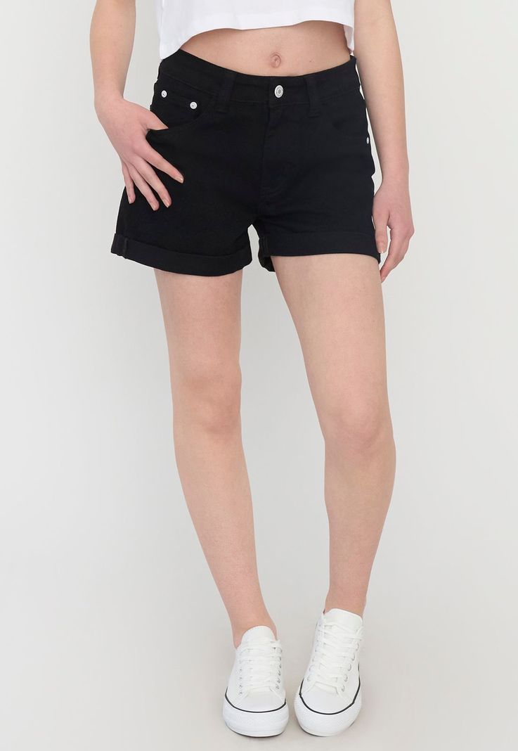 Short Niña Teen Denim Bolsillos Color Negro Corona-1