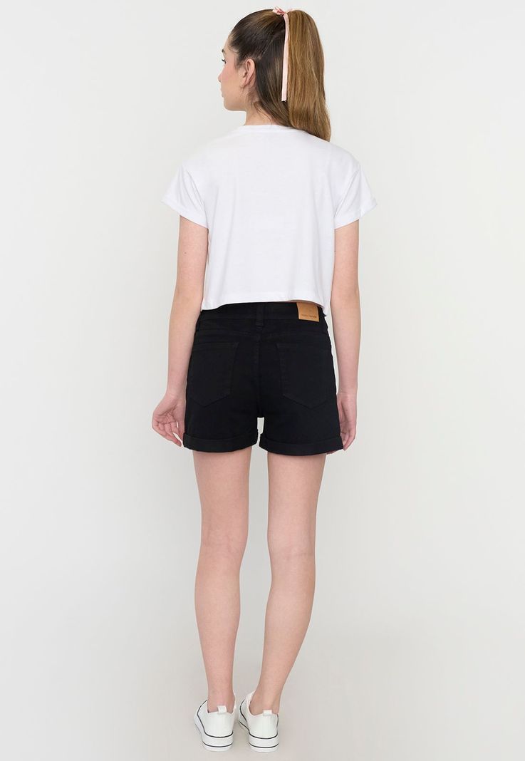 Short Niña Teen Denim Bolsillos Color Negro Corona-2