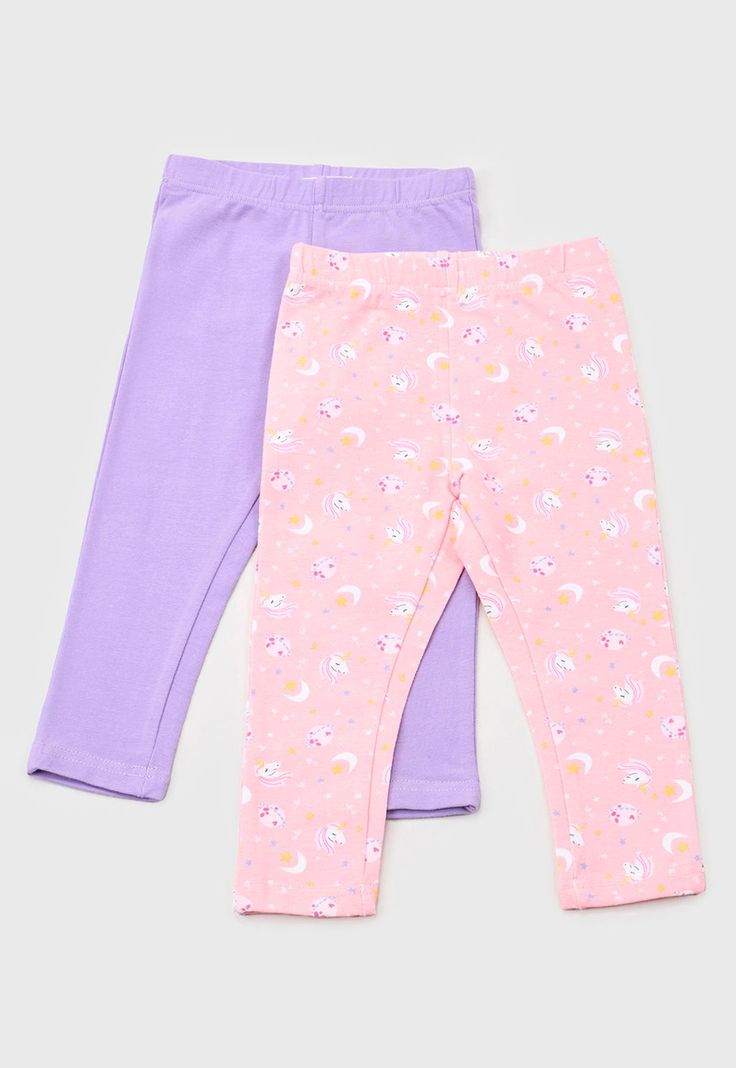 Calza Bebe Niña Bipack Solida + Print Rosado Corona-0