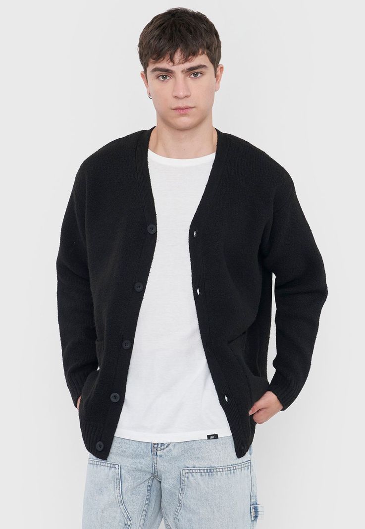 Tejido Hombre Cardigan Negro Corona-0