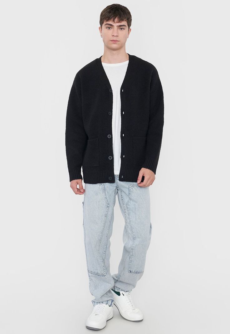 Tejido Hombre Cardigan Negro Corona-3