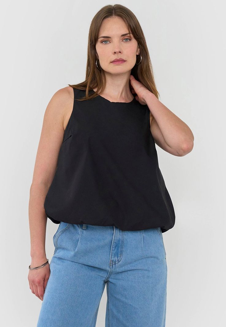Blusa Mujer Volumen Negro Corona-0