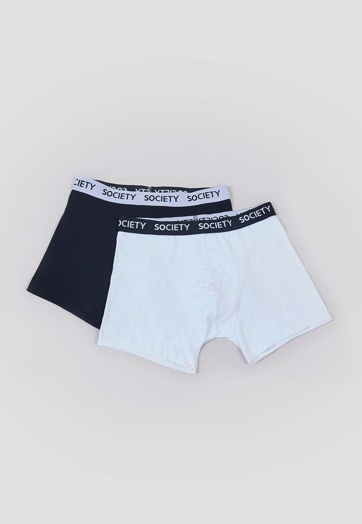 Bóxer Hombre Bipack Mix Liso Blanco/Negro Corona-0