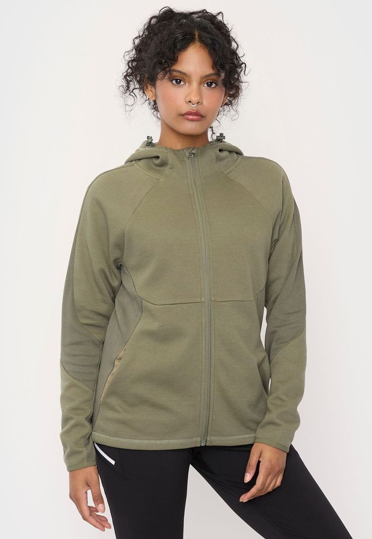 Polerón Mujer Deportivo Zipper Verde Mix Tela Corona-0