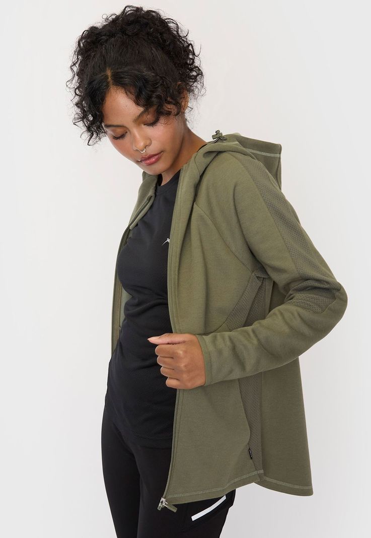 Polerón Mujer Deportivo Zipper Verde Mix Tela Corona-2