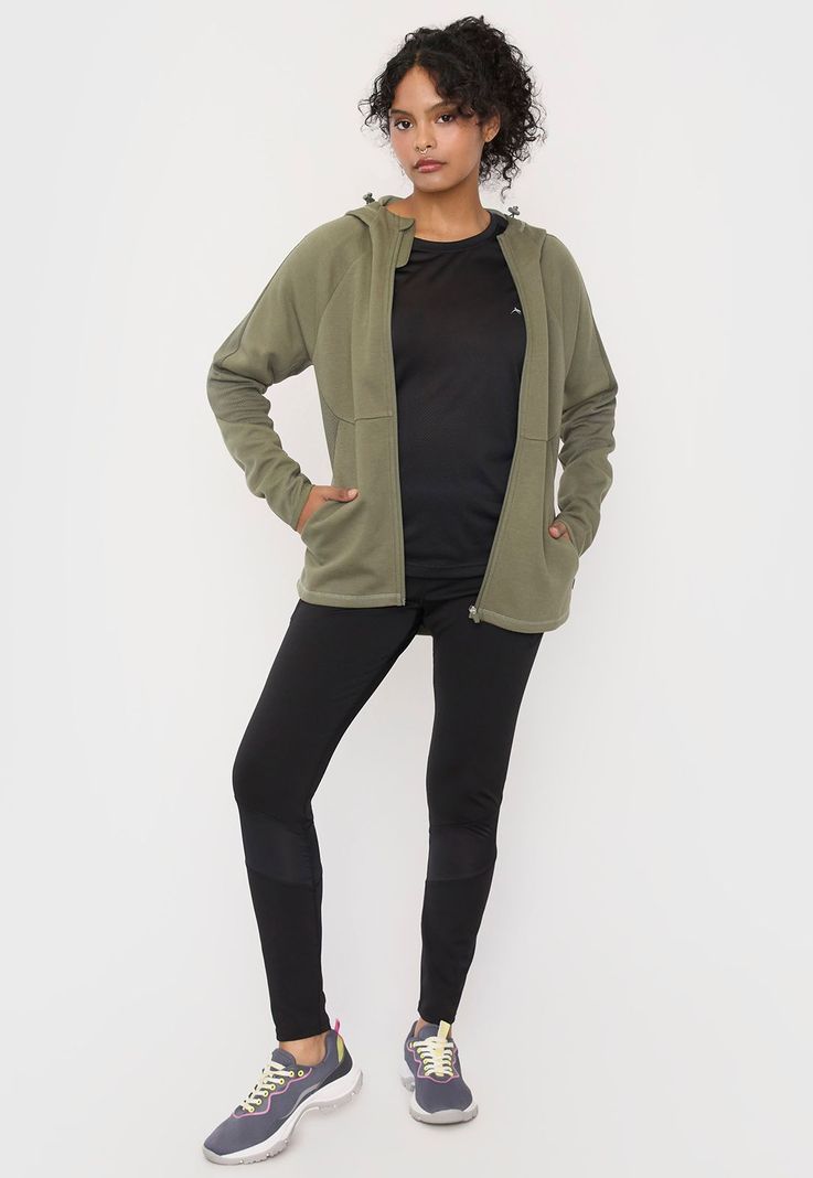 Polerón Mujer Deportivo Zipper Verde Mix Tela Corona-3