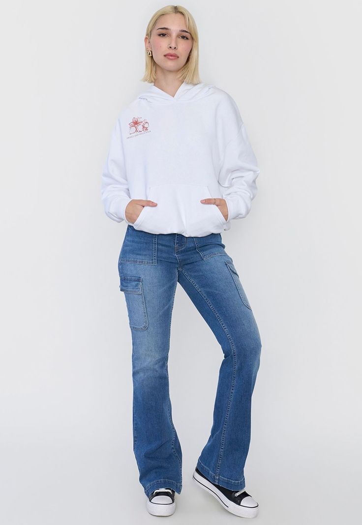 Polerón Mujer Hoodie Print Ecru Corona-3