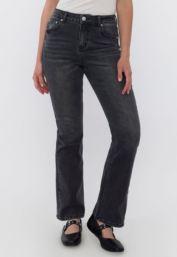 Jeans Mujer Flare Fit Negro Liso Corona-1