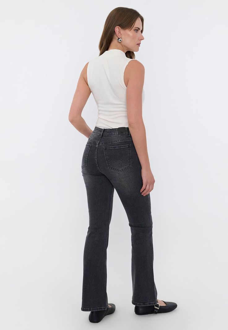 Jeans Mujer Flare Fit Negro Liso Corona-2