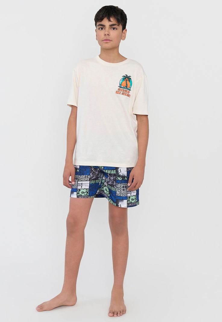 Traje de Baño Niño Teen Fullprint Negro Corona-3