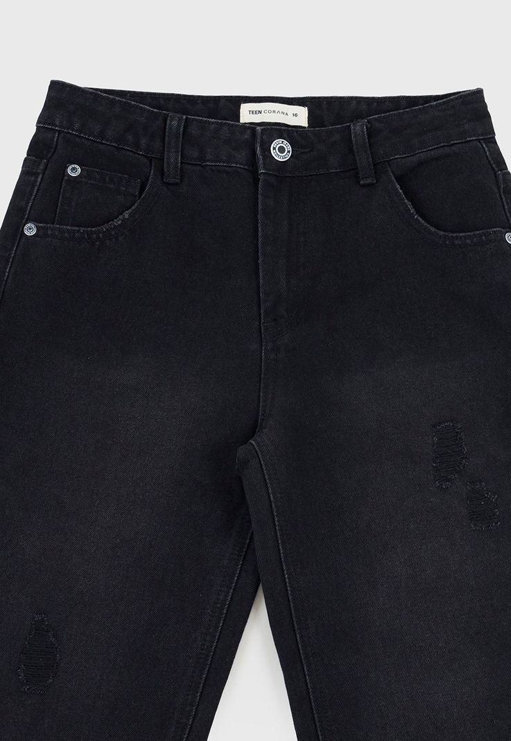 Jeans Niña Kids Mom Fit Negro Corona-2