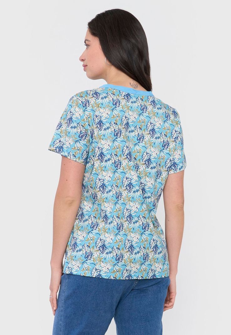 Polera Mujer Aplicación Macramé Turquesa Tropical Corona-1