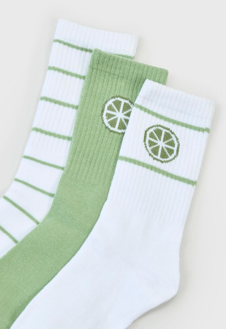 Calcetines Mujer Tripack Largos Mix Blanco/Verde Corona-1