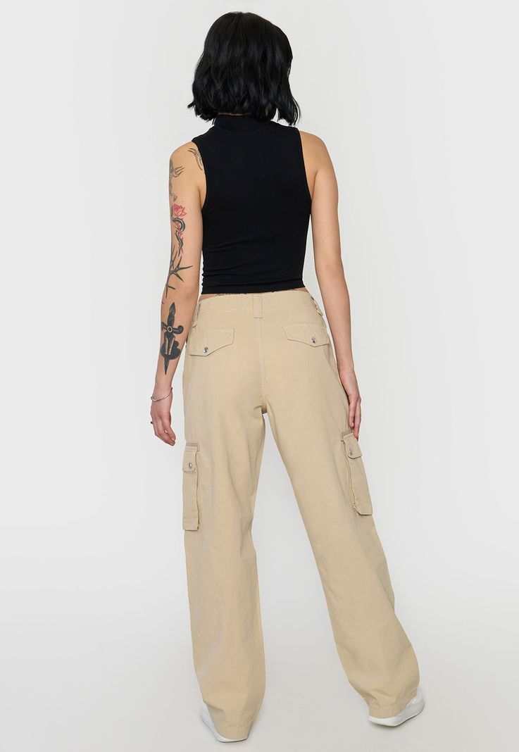 Pantalón Mujer Cargo Ajustable Verde Beige Corona-2