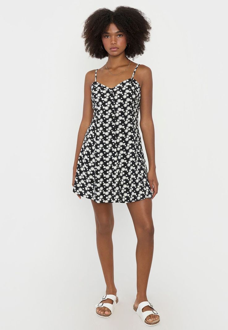 Vestido Mujer Print Margaritas Negro Corona-3