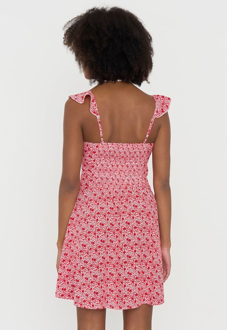 Vestido Mujer Corto Vuelos Print Rojo Corona-2